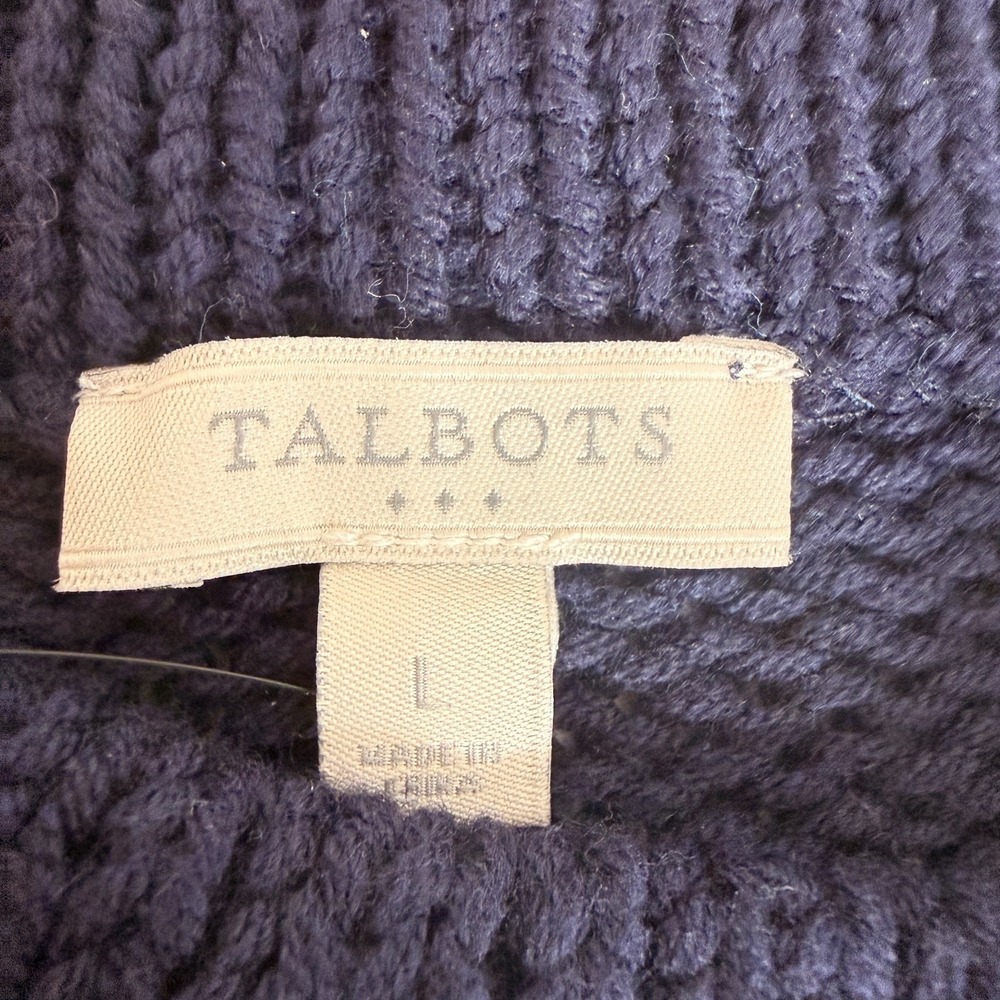 Talbots Women's L Sweater Chamonix Fair Isle preppy chunky knit navy classic NEW - Picture 14 of 16